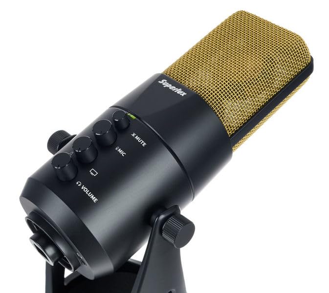 Image of Superlux USB Condenser Microphone - Large Diaphragm Plug & Play Mic, 24-Bit /192kHz Audio, Table Stand Included for Recording, Streaming, Podcasting & Voiceovers