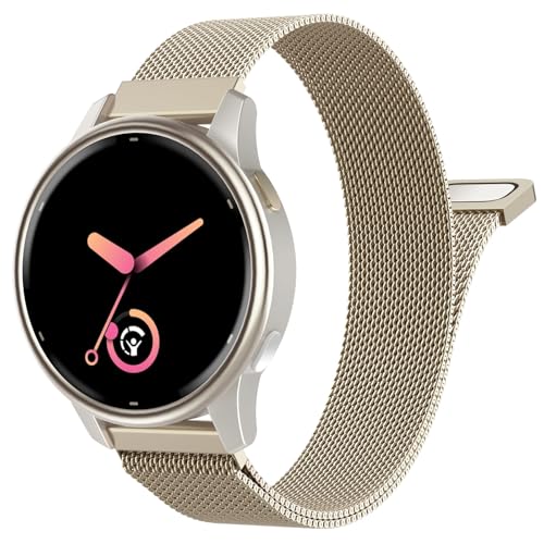 MoKo Metall Armband Kompatibel mit Garmin Venu 4 41 mm/3S/2S; Vivoactive 4S; Forerunner 265S/255S 18 mm Edelstahl-Ersatzarmband mit Schnellverschluss für Männer und Frauen Champagner Gold