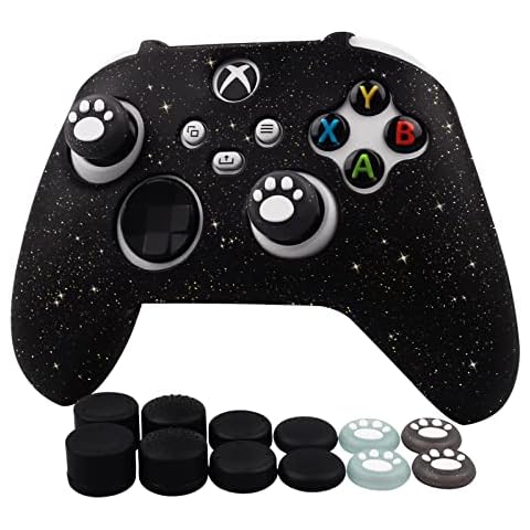RALAN Xbox Series Glitzer Silikon Controller Skins mit 12 Daumengriffen Schweißfest Anti-Rutsch Controller Cover Skin Protector Kompatibel mit Xbox Series S/X Controller Cover