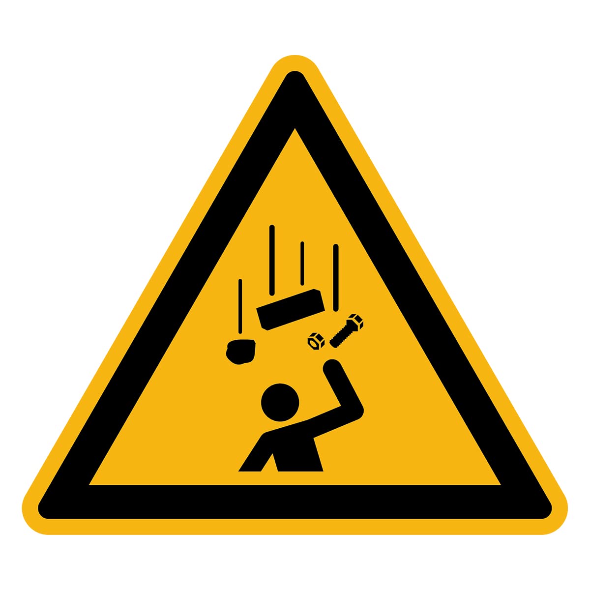 Sticker Danger Warning NF ISO 7010 - Laminated Triangular Signage Adhesive Sticker Water and UV Resistant - Falling Objects - 35x35 cm