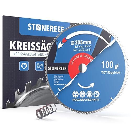 Sägeblatt 305x30 - Kreissägeblatt [inkl. Adapter auf Bohrung 20 &16mm], kompatibel mit Winkelschleifer von Bosch, Makita usw. - Sägeblatt Kreissäge Nagelfest - für Holz