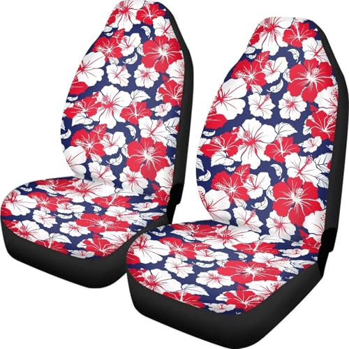 Housse de sieges auto fleur d'hibiscus bleue 52x138cm pour voiture et SUV