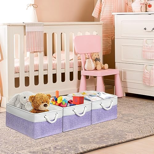 PWVMWM Large Storage Baskets, Rectangular Fabric Storage Box with Handles - Image 4