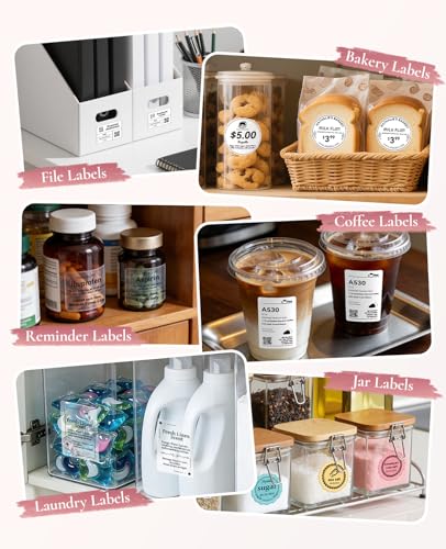 Image of NIIMBOT B2 Label Maker(Pink) Machine with 4 Rolls Label Tape for Home Kitchen Office Organization