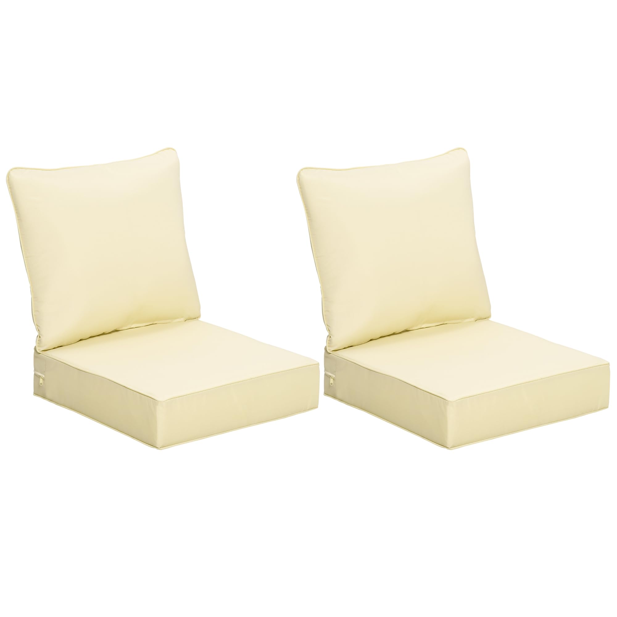Outsunny Beige 4 Pieces Outdoor Seat And Back Cushion Set, 63L X 55W X 15Dcm Olefin Patio Deep Seating Chair Fade Resistant Replacement Cushion For Rattan Sofa, Indoor Or Outdoor Furniture,