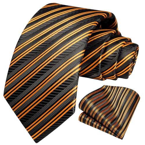 Image of HISDERN Mens Ties Solid Color Tie and Pocket Square Set Classic Woven Formal Neckties & Handkerchief Wedding Party
