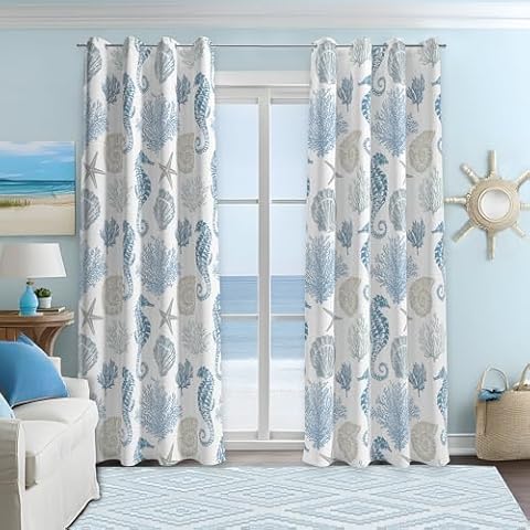 Weesire Nautical Coastal Curtains Set Cover