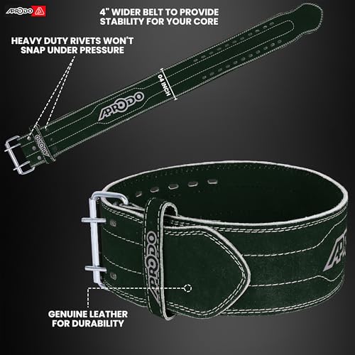 Image of Aprodo Gym Belt for Men and Women Workout with Secure Double Prong Buckle | 8.6mm Thick Suede Leather Professional Belt For Heavy Weight-Lifting, Powerlifting, Bodybuilding, Squatting and Strength Training (Green, XL)
