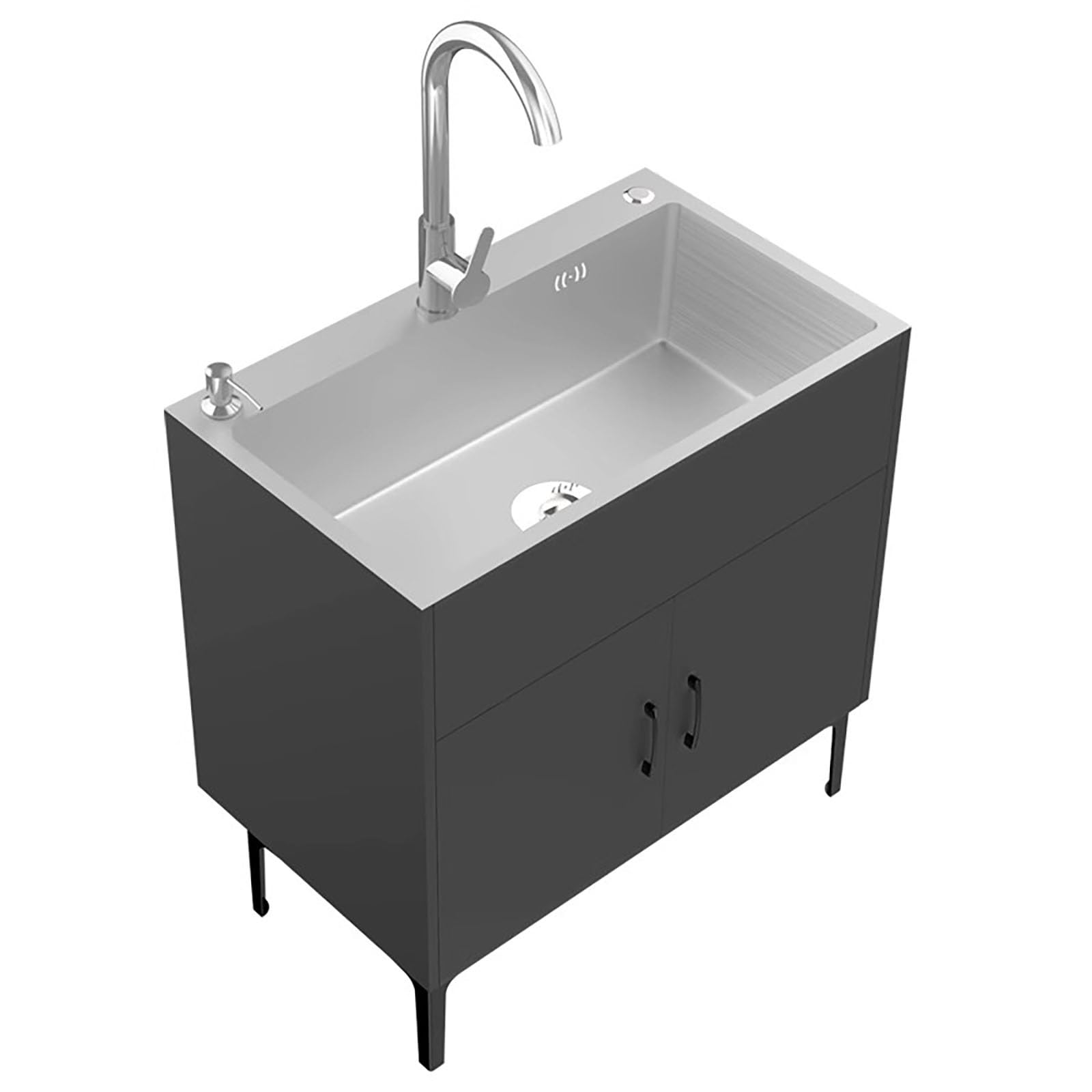 Inless - Fregadero de cocina de acero con gabinete, diseño que ahorra espacio para cocina individual y uso recreativo (58 x 43 x 78 cm) - Slish y funcional