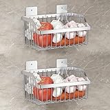 2PCS Hanging Storage Baskets Organizer Wall Mount, SUS304 Stainless Steel Wire Storage Bin Rack for Kitchen Bathroom Shower Spice Shelf,L 9.84 Inch