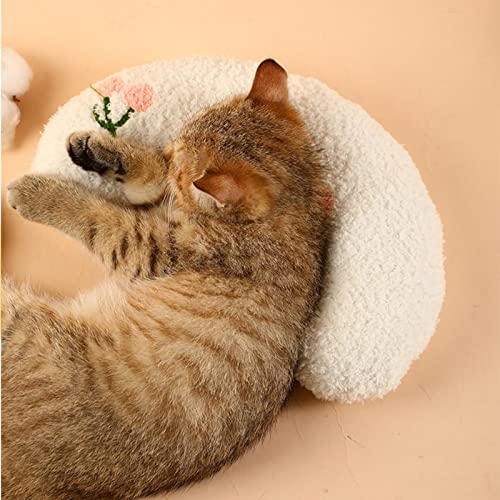 A/A Halbes Krapfen-Katzen-und Hundekissen, Haustierbett für Kleine Hunde - Weiches, Flauschiges Kissen, Strapazierfähiger Stoff, Maschinenwaschbar