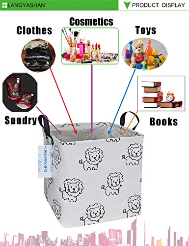 Image of Square Storage Baskets Children Shelves Gift Toy Organizer Room Lion | Laundry Hamper Collapse Canvas with Handles for Organizing Home Kitchen Children Toys Office Closet Shelf