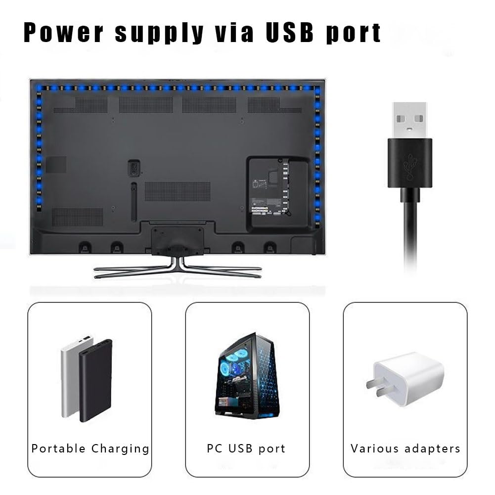 Striscia LED USB, illuminazione ambientale colorata RGB per TV e computer, retroilluminazione indirizzabile per attivazione del suono