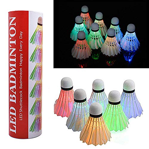 Focuses LED Shuttlecock Badminton, 6 Color Shuttlecock Dark Night Goose Feather Glow Birdies Lighting for Outdoor Indoor Sport Activities Toys Gift Game 6 Pack
