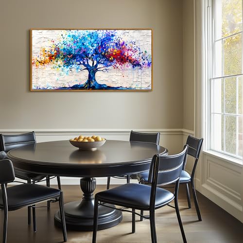 SERIMINO Tree of Life Framed Wall Art Prints, Colorful Tree Abstract Large Artwork, Nature Plant Canvas Art Wall Decor, Modern Graffiti Aesthetic Wall Pictures for Living Room Bedroom Office 24"X48"