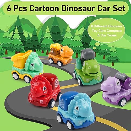 Deepton 6 Pcs Car Toys for 1-2 Year Old Boys, Toy Cars for Toddlers, Pull Back Cars, Dinosaur Toys for Girls Boy, Kids Cars, Baby Cars, Birthday Gifts for 1 2 3 Year Olds Boys - Image 3