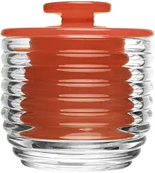 LYOR - Manteigueira Francesa de Vidro Colméia Vermelha 9,5cm x 9,5cm x 8cm