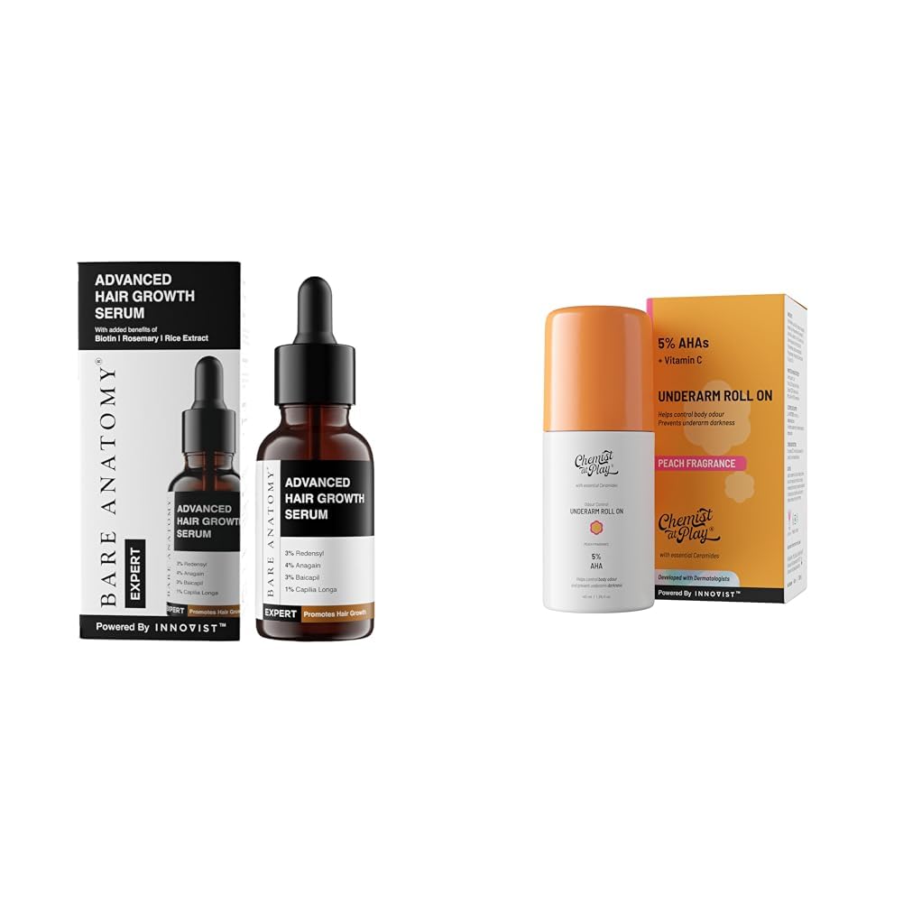 Bare Anatomy Advanced Hair Growth Serum 30ml and Chemist at Play UnderArm Roll-On with 5% AHA, Lactic Acid & 1% Mandelic Acid - 40ml-picture-12