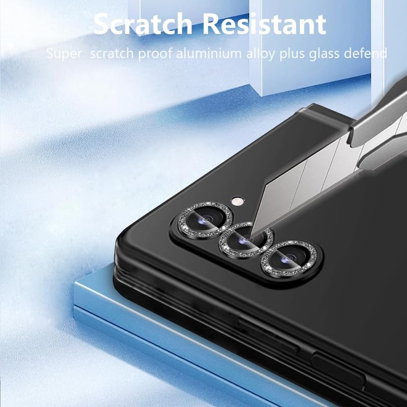Image of for Z Fold 5 Camera Lens Protector Case Cover, Anti Scratch Ultra HD Tempered Metal Glass Camera Screen Protector Shockproof Film[Pack Of 3, Raimbow Diamond]