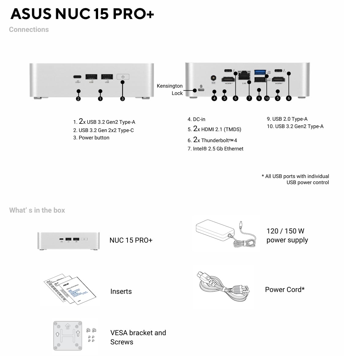 WEELIAO NUC 15 Pro+ Mini PC (NUC15CRSU9) - Intel Core Ultra 9, Arc Graphics, 4K Quad Display, Wi-Fi 7, Thunderbolt 4, 0.7L Computer, per ufficio, giochi e creatività (16 GB di RAM, 1 TB