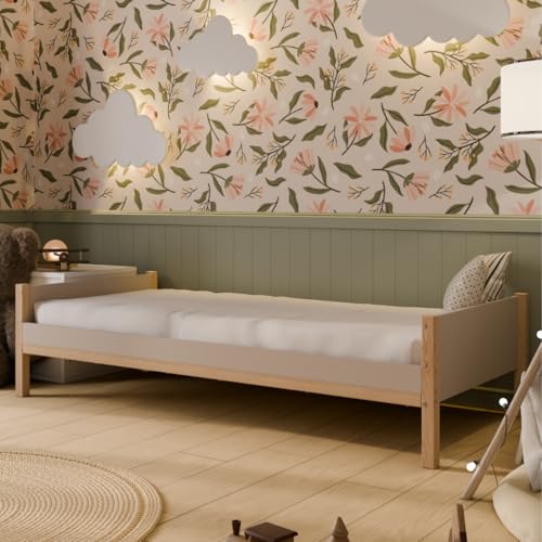Crazy Pine Lit Enfant 140x200 cm – Lit Classique en Bois Composite (LHDF), Cachemire, Pieds en Pin Massif, Tête/Pied de Lit – Montage Facile – Crazy Axel