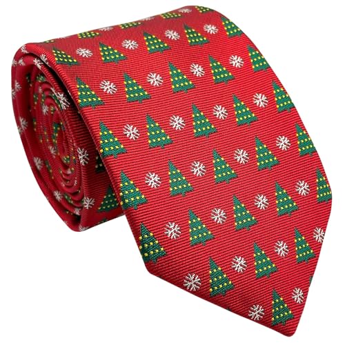 Retreez Christmas Tree and Snowflakes Woven Boy's Tie - 8-10 years4