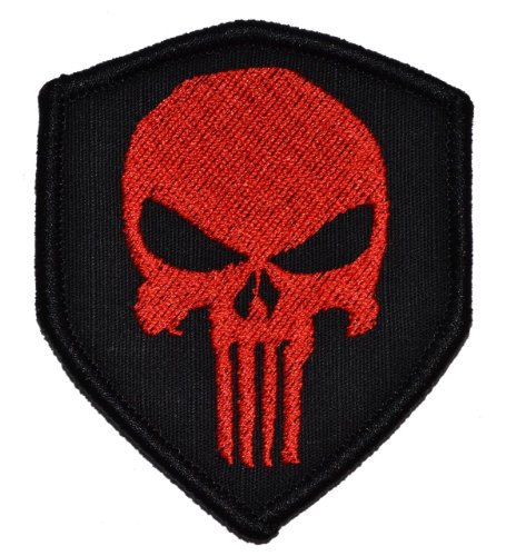 Punisher Skull 2.5x3 Shield Morale Patch - Black with Red