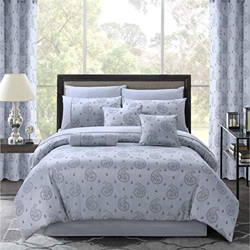 Every Thread Counts - Luxury and Super-Soft Jacquard Weave Cotton Rich Fancy Double Duvet Sets (Silver, Double)