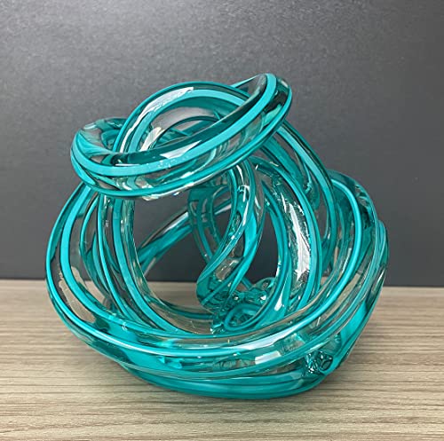 Semeid Glass Decorative Ball Blue,5.9" Large Orbit Glass Ball Decor-Handicraft Glass Sculpture For Desk,Bookshelf Decor (Sky Blue) #TOP11