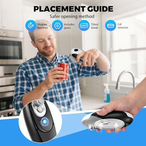 Miniatura 5 de Abrelatas Eléctrico Abrelatas Recargable Por Usb, Funciona Con Batería, Funcionamiento Automático Con Un Solo Botón, Soporte Magnético Para La Tapa Y Corte Suave, Apto Para Alimentos