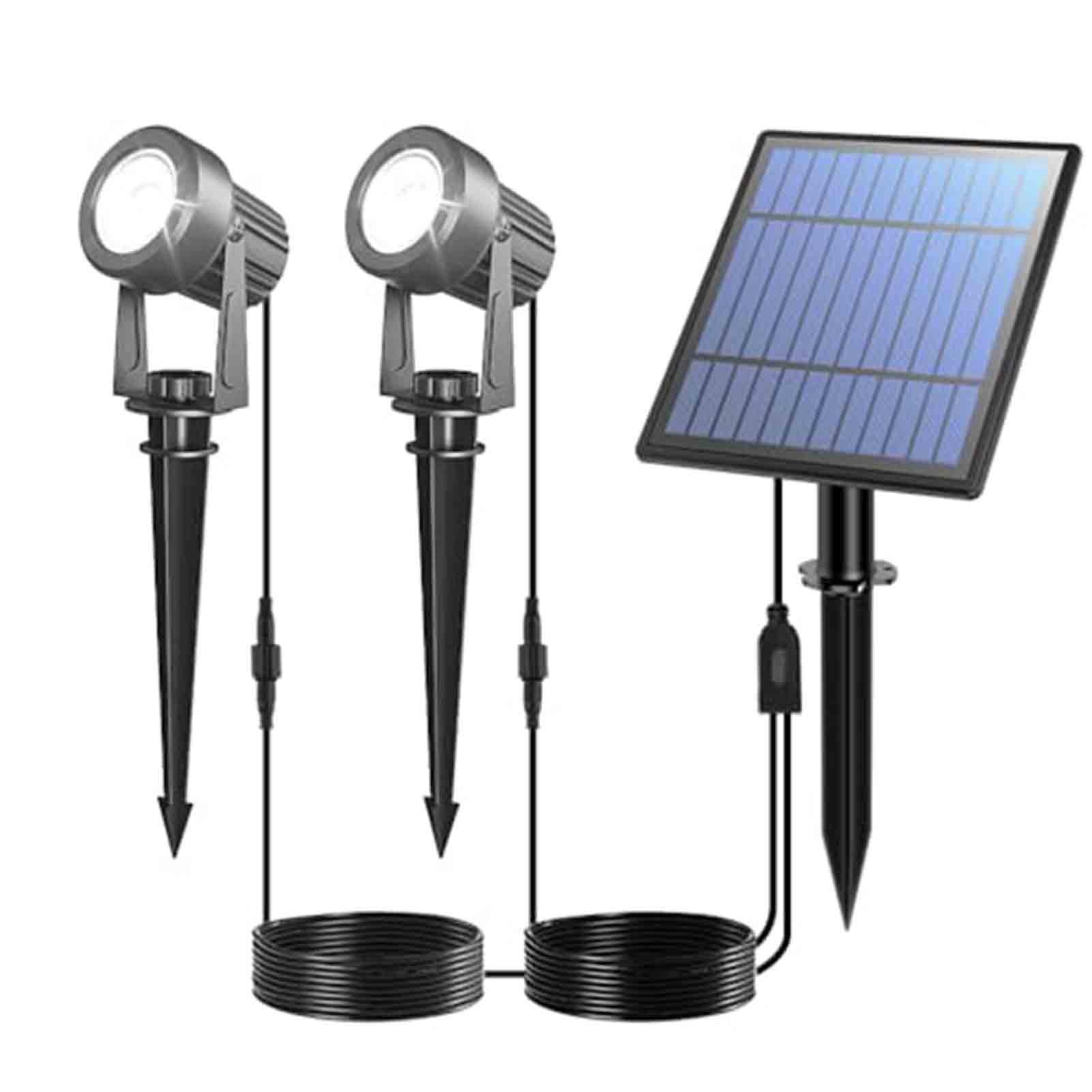 GUODDM Solar Spotlights, Landscape Lighting Dusk to Dawn Solar Lights IP65 Waterproof 9.8ft Cable Outdoor Spot Lights for Yard Pathway Garden Tree Decoration(White,4PCS)