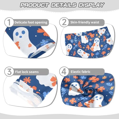 Ghost Flower Blue Girls Leggings Soft Stretch Workout Yoga Dance Pants for Kids Casual Tights3