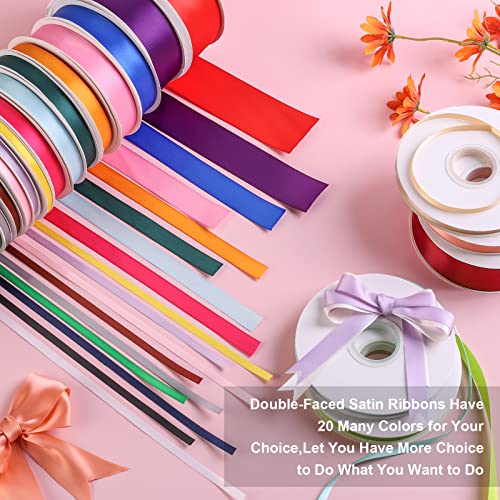 1" X 50Yds Peach Double Faced Satin Ribbon,High Density Solid Color Ribbon,Great For Crafts,Gift Wrapping,Sewing,Wedding&Christmas Decor (1" X 50Yds, Peach) #TOP1