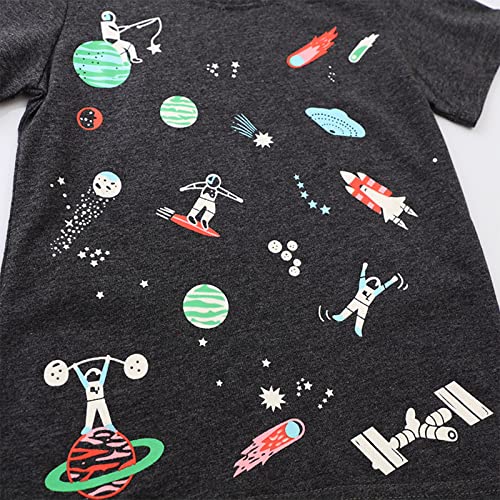 sfdgfhyf Toddler Boys' Kids Luminous Astronaut Planet and Spaceship Short Sleeve T Shirts Cotton Tops for Kids3