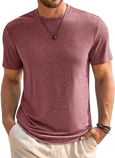 Runcati Herren T-Shirt Rundhals Kurzarm Sommer Oberteile Regular Fit Sport Fitness Funktionsshirt Einfarbig Basic Unterhemd Business Shirts
