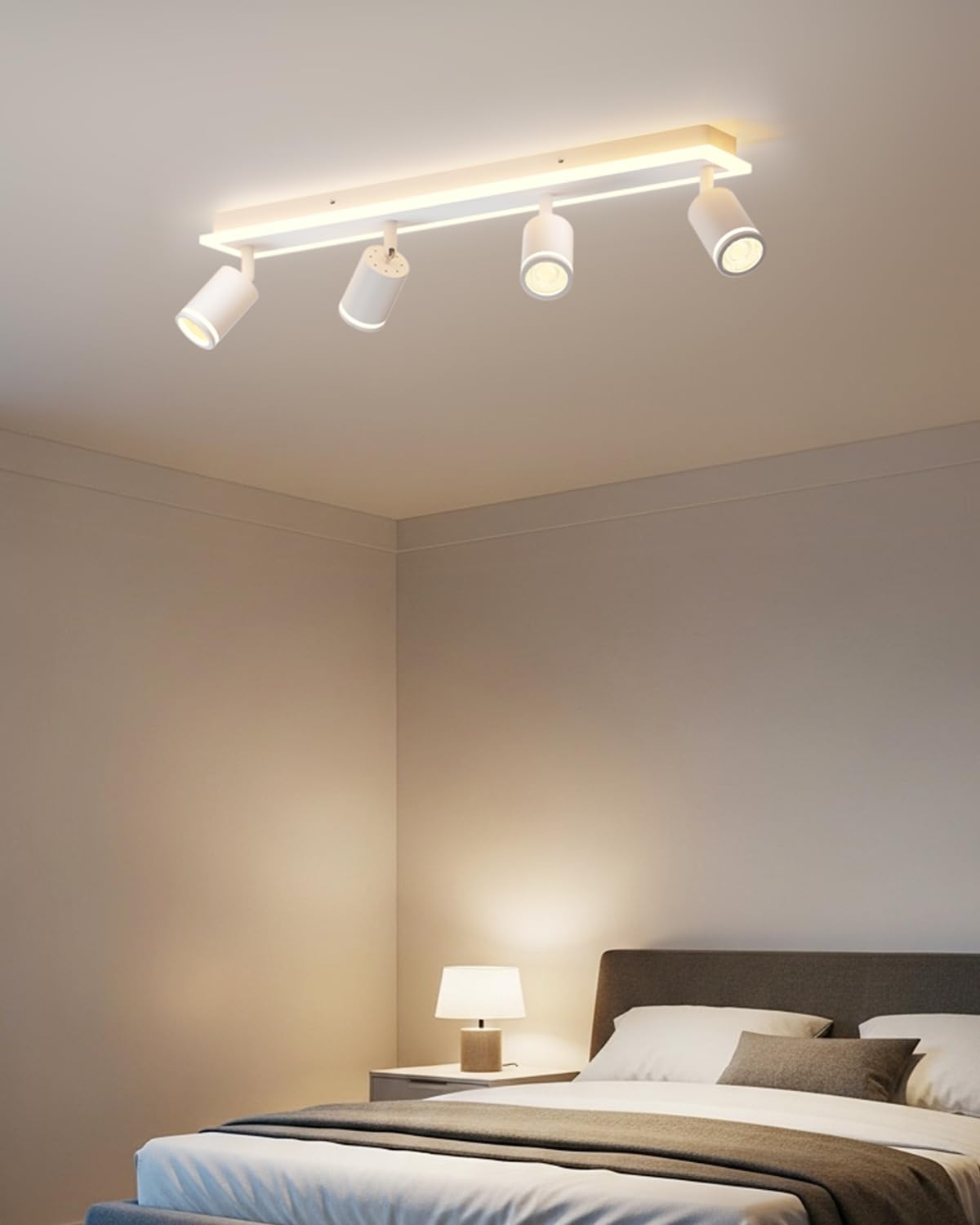 LVWIT Deckenstrahler 4 Flammig GU10 LED Weiß Modern Deckenlampe für Wohnzimmer Ohne Leuchtmittel