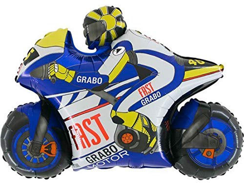 Ballonim® Motorrad blau Renn-Maschine ca. 80cm Luftballons Folienballon Party Dekoration Geburtstag