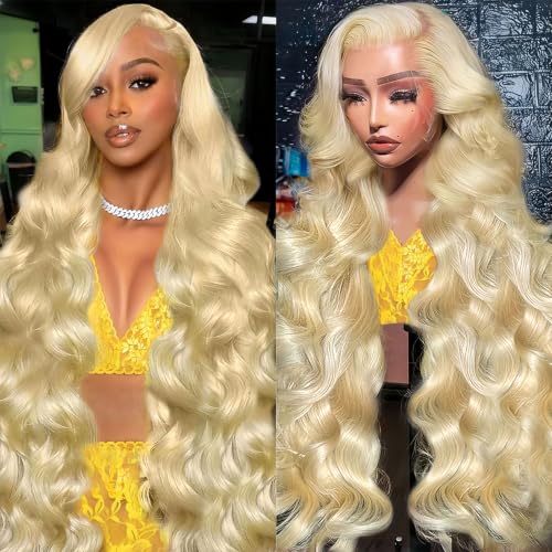 Ruaswey 32 Inch Blonde Wig Human Hair 613 13x6 Lace Front Wig Human Hair