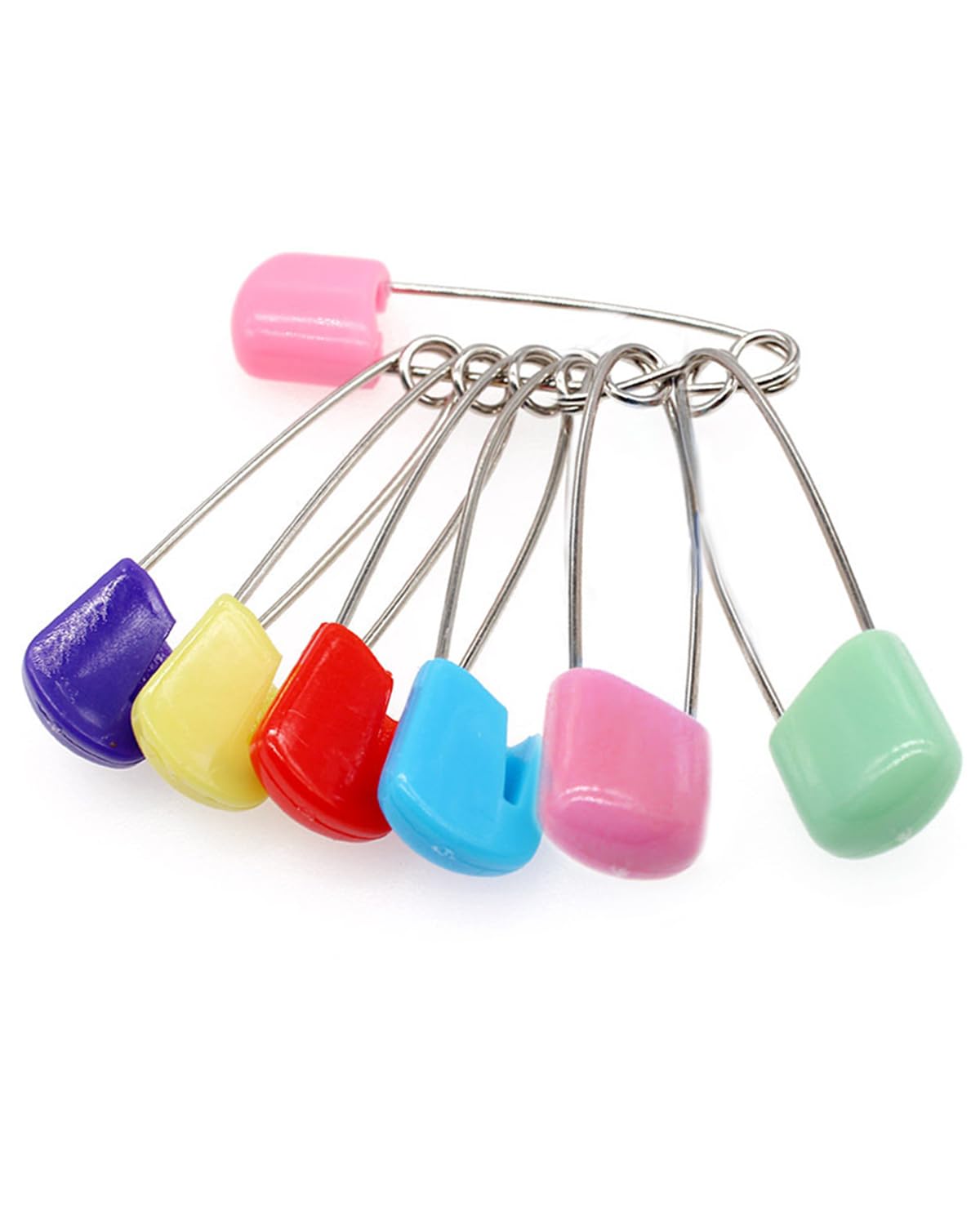 60 piezas de imperdibles grandes - imperdibles imperdibles de colores cierre de bloqueo de plástico, con cierre de seguridad de cabeza de plástico para bloquear pañales, ropa (multicolor)
