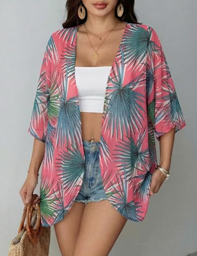 Image of Chunoy Women Short Sleeve Chiffon Kimono Beach Swimsuit Cover Up