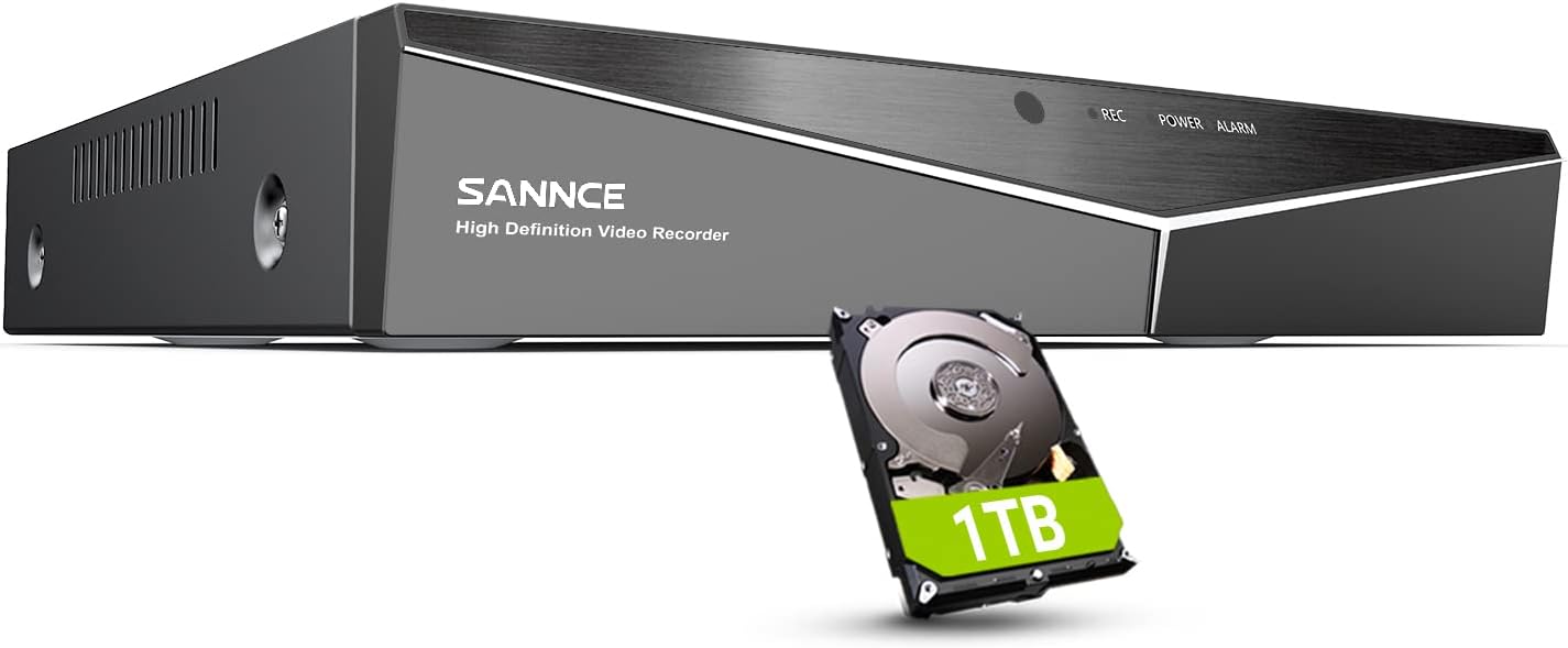 SANNCE 8CH 1080P Lite TVI DVR With 1TB HDD – P2P Remote View, Motion Detection