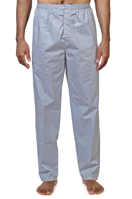 homry TATWAM Mens Mill Made 100% Cotton Light Weight POPLIN Light Blue Elasticated Pyjama Waist Size 48-51 INCH-picture-32