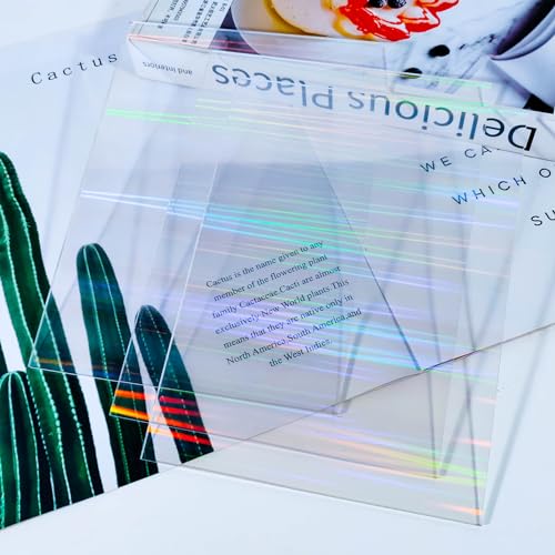 Image of TOEPODO Iridescent Holographic Acrylic Sheets Sparkle Aurora Plexiglass Sheets PMMA Cast Acrylic Sheets for Laser Cutting DIY Crafts /Home Deco(3, Aurora, 8x12 inch)