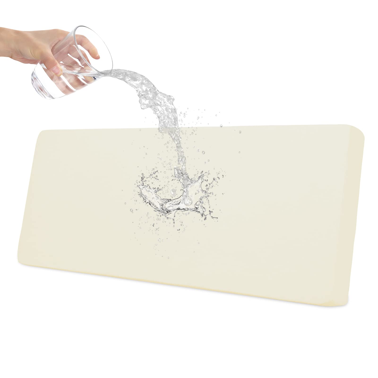 Easy-Going 100% Waterproof Sofa Seat Cushion Slipcovers Couch Cushion Cover Stretch Furniture Protector for Kids, Pets (Sofa Cushion, Ivory)