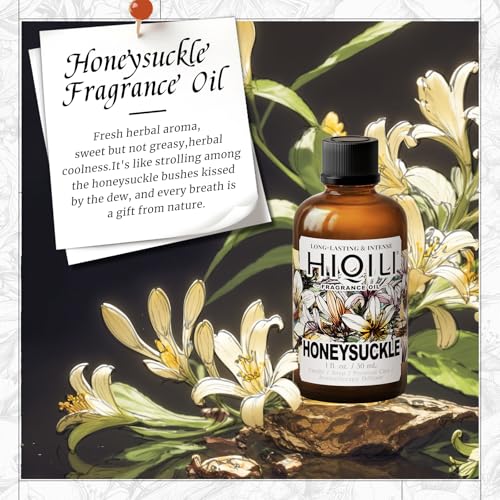 Image of HIQILI Honeysuckle Fragrance Oil for Diffuser & DIY Candle Making - 1 Fl Oz | Ideal for Making Perfume for Women, Relaxation, Beautiful Gifts - 30 ML