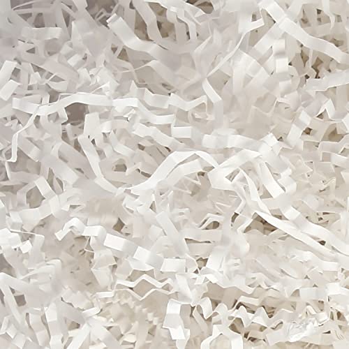 JINGUAN 1 LB White Crinkle Cut Paper Shred Filler, Shredded Paper for Gift Baskets, Crinkle Paper for Gift Packaging