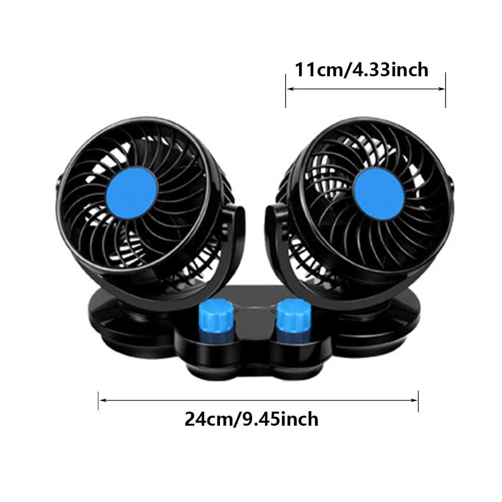 Riloer 12 V / 24 V podwójny przełącznik wentylator samochodowy 360 ° dopasowanie do samochodów, minivanów, samochodów terenowych, ciężarowych, wózków widłowych