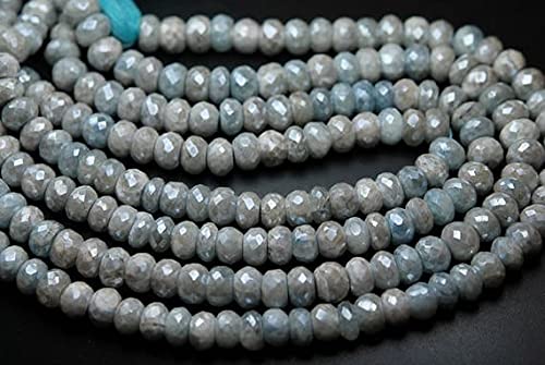 Aigue-marine argentée mystique en perles rondelles facettées LKBEADS de 7-8mm pour bijoux