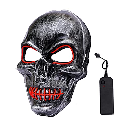 TKYGU Purge Mask Light up LED Halloween Mask 3 Control Modes Glowing Mask Horror Mask Holiday Cosplay Halloween Costume Masquerade Carnival Birthday Party for Women Men Girls Boys