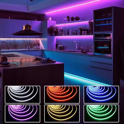 phopollo RGB Smart IC COB LED Strip Lights, Addressable 576 LEDs/m High Density Flexible 24V Led Lights with Remote & App Control, LED Lights for Bedroom, Kitchen and Cabinet Lighting Decor-16.4ft - Image 3